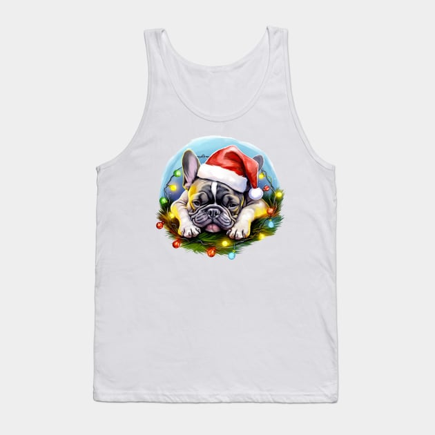 Lazy French Bulldog at Christmas Tank Top by Chromatic Fusion Studio